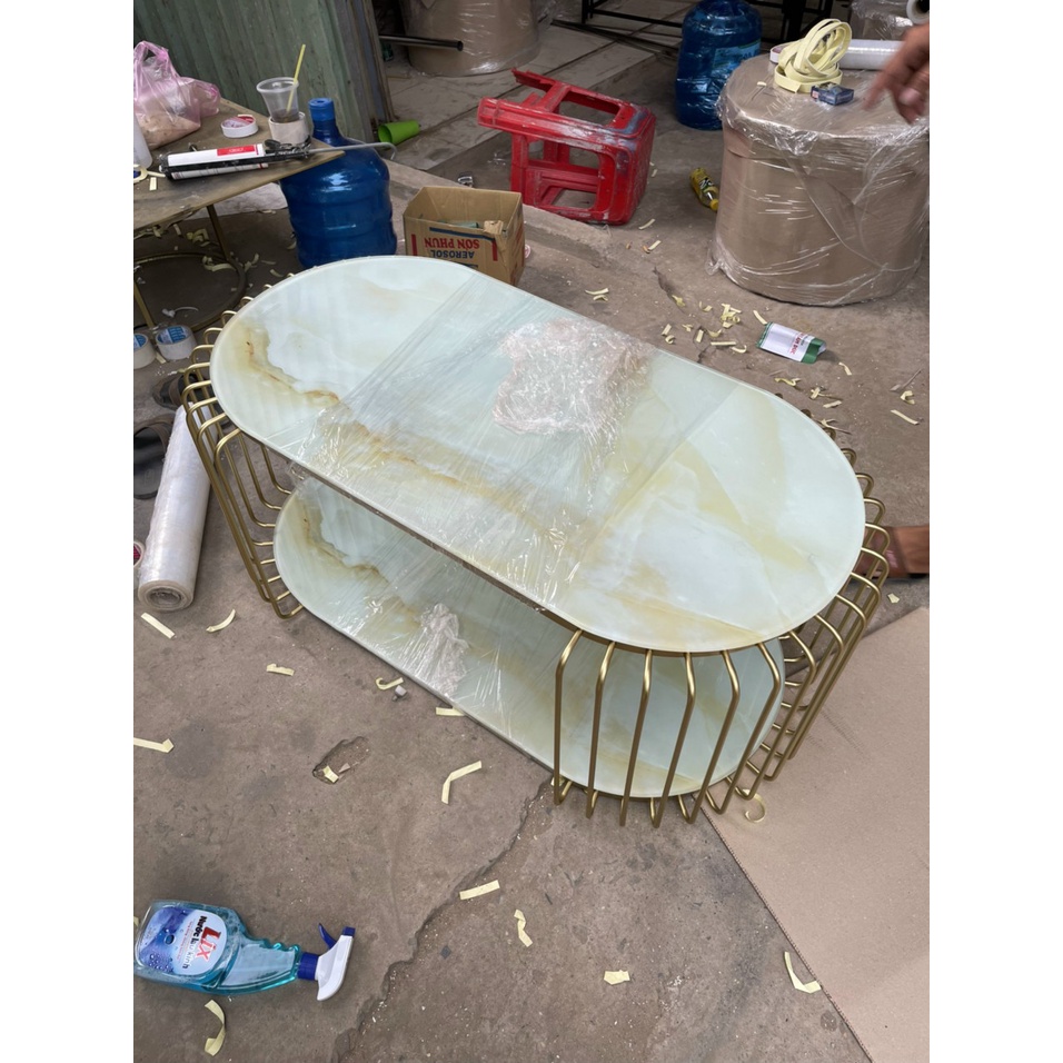 Bàn trà, sofa Oval khung sơn tĩnh điện