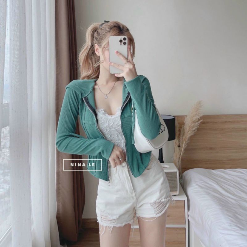 Áo Khoác Nữ Vạc Bầu Ko Túi Vải Nhung Gân. Áo Khoác Nữ Ôm Nhẹ Body, Dễ Phối Đồ