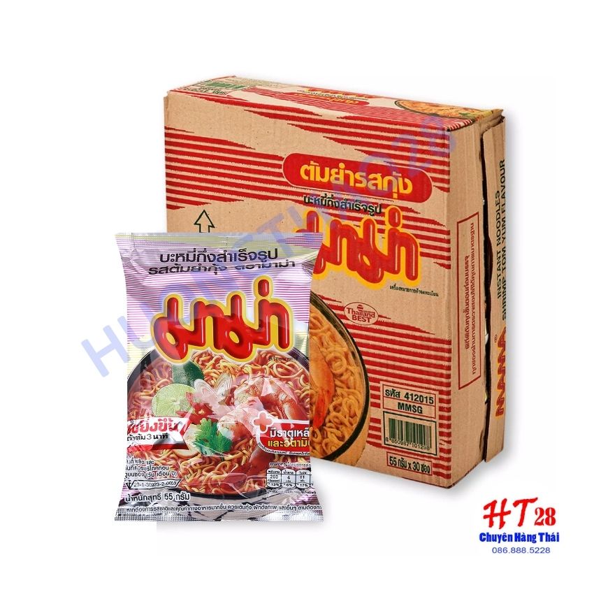 Thùng 30 gói Mì Mama Thái lan 55g vị Tomyum chua cay truyền thống Thái lan