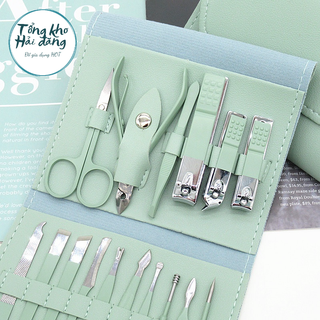 Bộ bấm móng tay 12/16 món dụng cụ làm đẹp bộ cắt móng tay, làm nail, nặn mụn cao cấp