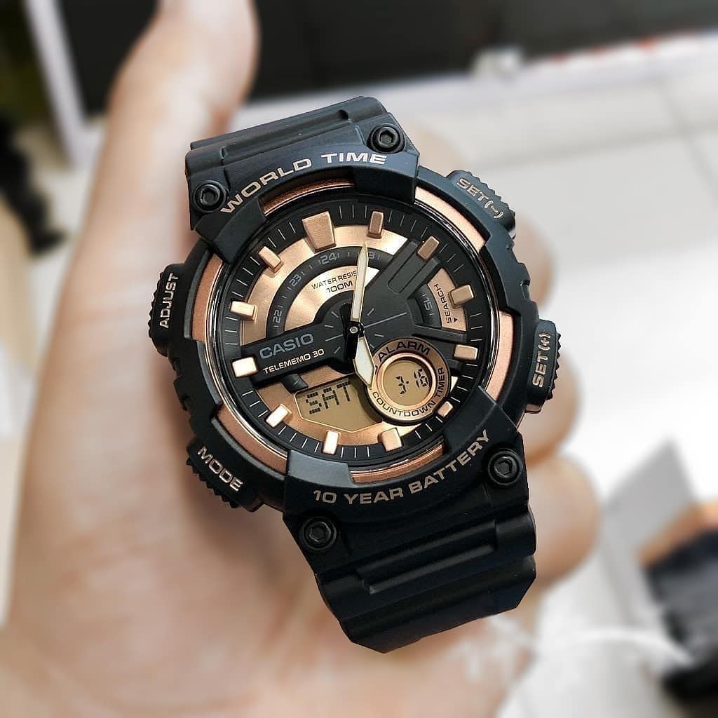 Đồng hồ Nam dây nhựa Casio AEQ-110 chính hãng chính hãng bảo hành 1 năm Pin trọn đời