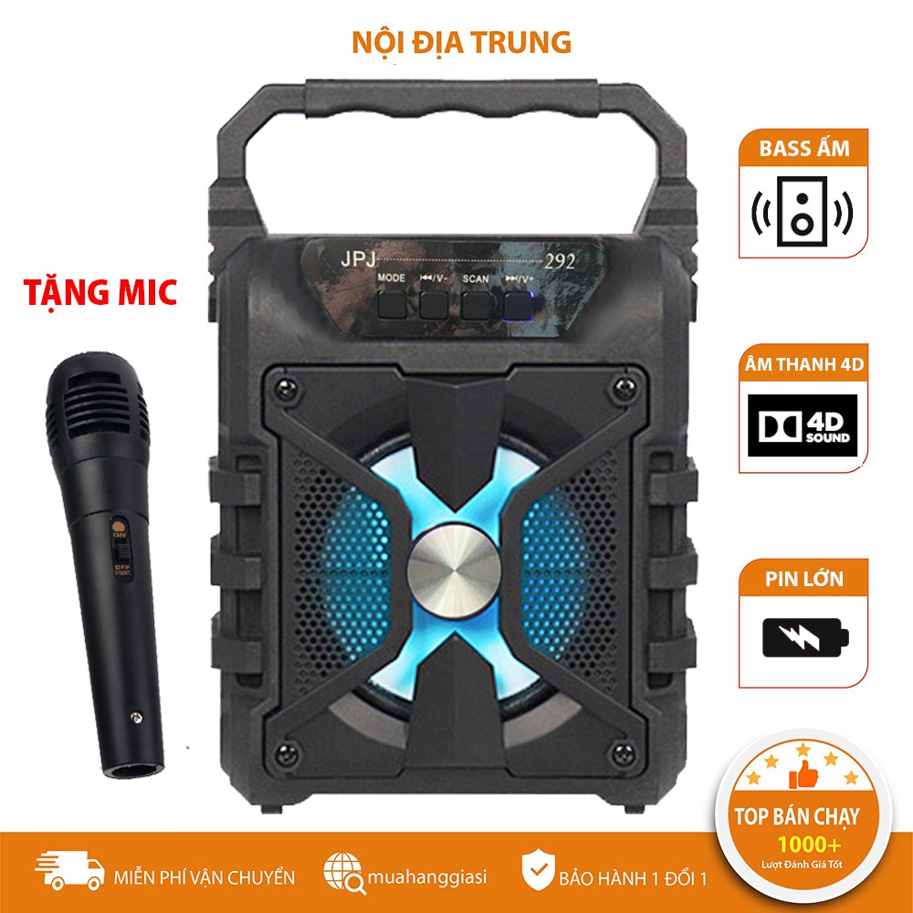 Loa bluetooth karaoke mini kèm mic JPL 292 cao cấp giá rẻ - BẢO HÀNH 12 THÁNG