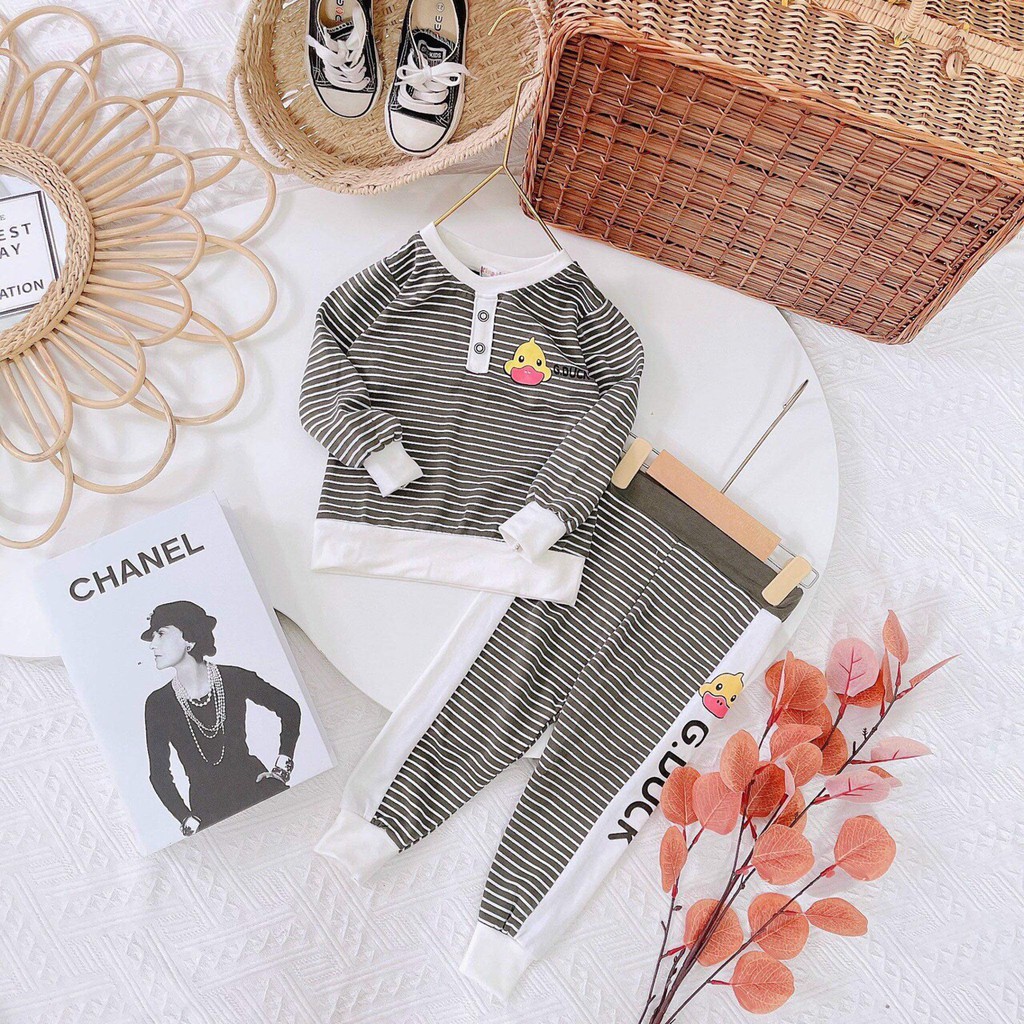 Bộ dài tay thu đông cao cấp cổ 2 khuy cho bé trai bé gái sơ sinh 5-14kg, vải cotton len xuất xịn