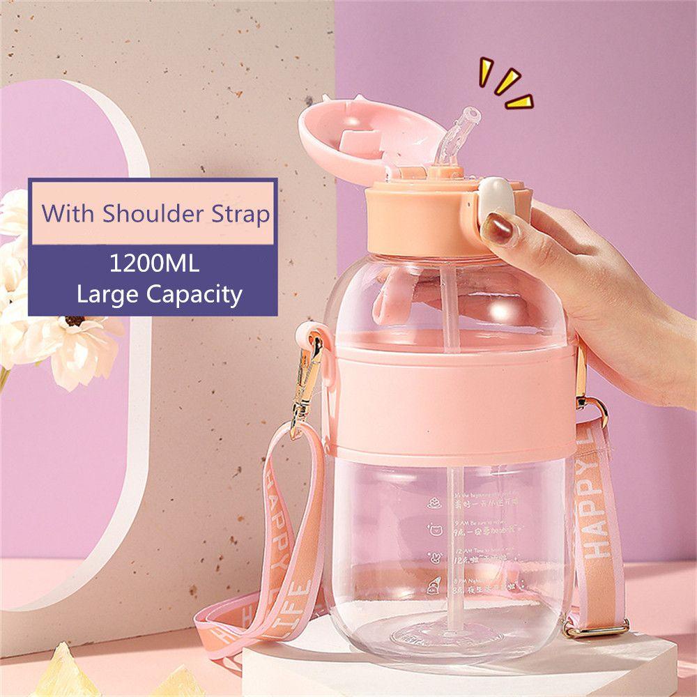 Bình Nước Thể Thao 1200ml Nhỏ Gọn Có Ống Hút Dễ Thương Cho Bé