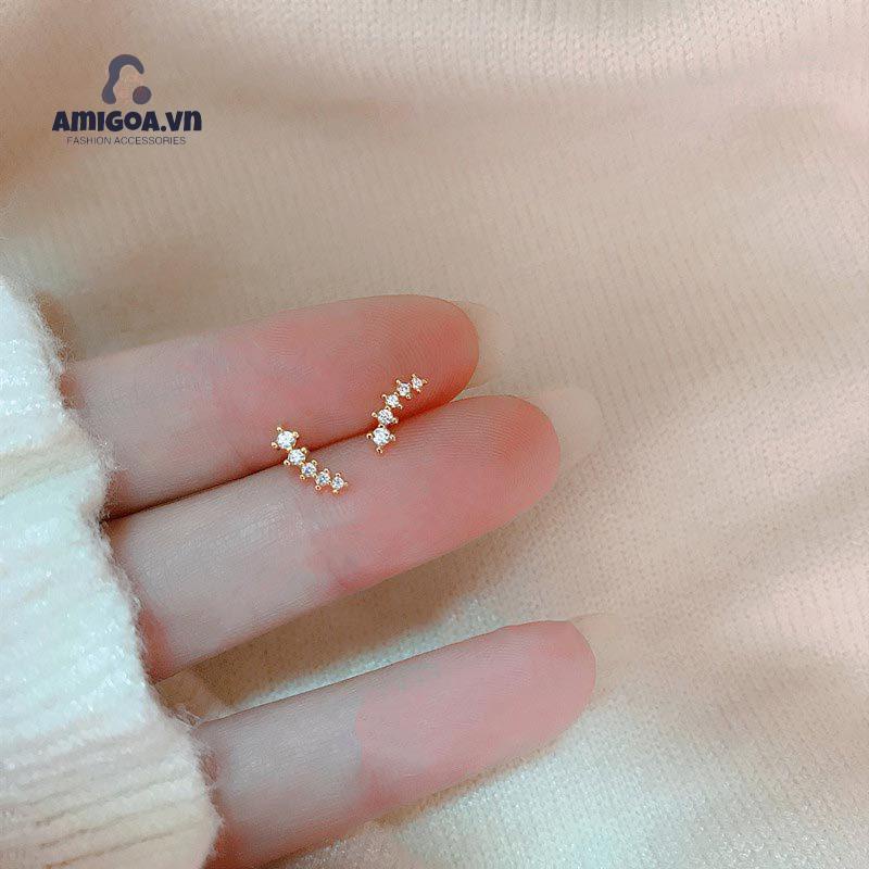 ✨✨Bông Tai Hình Học Đính Đá Zircon Nhỏ Đơn Giản Dễ Thương