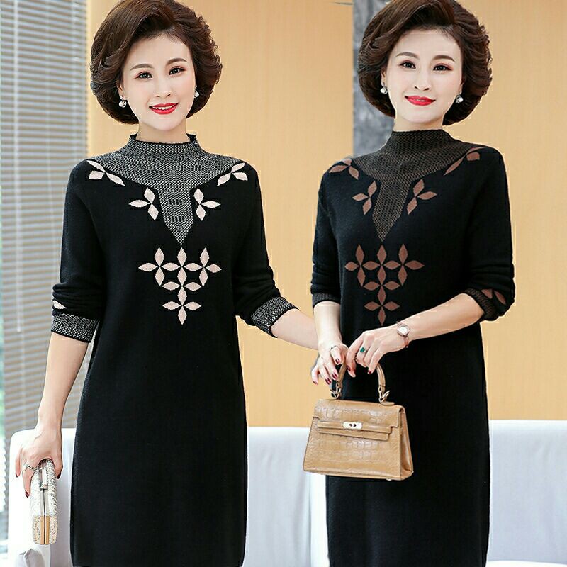 váy len liền nữ trung niên thời trang( sẵn mẫu 2)