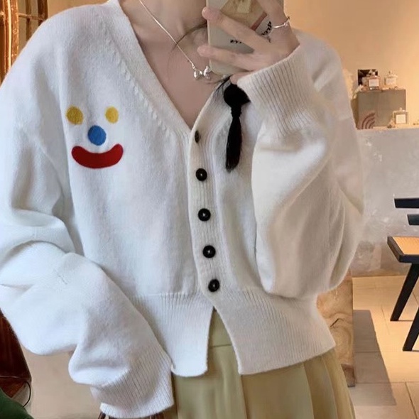 Áo dệt kim ZHELIHANGFEI dài tay cổ chữ V thời trang dành cho nữ