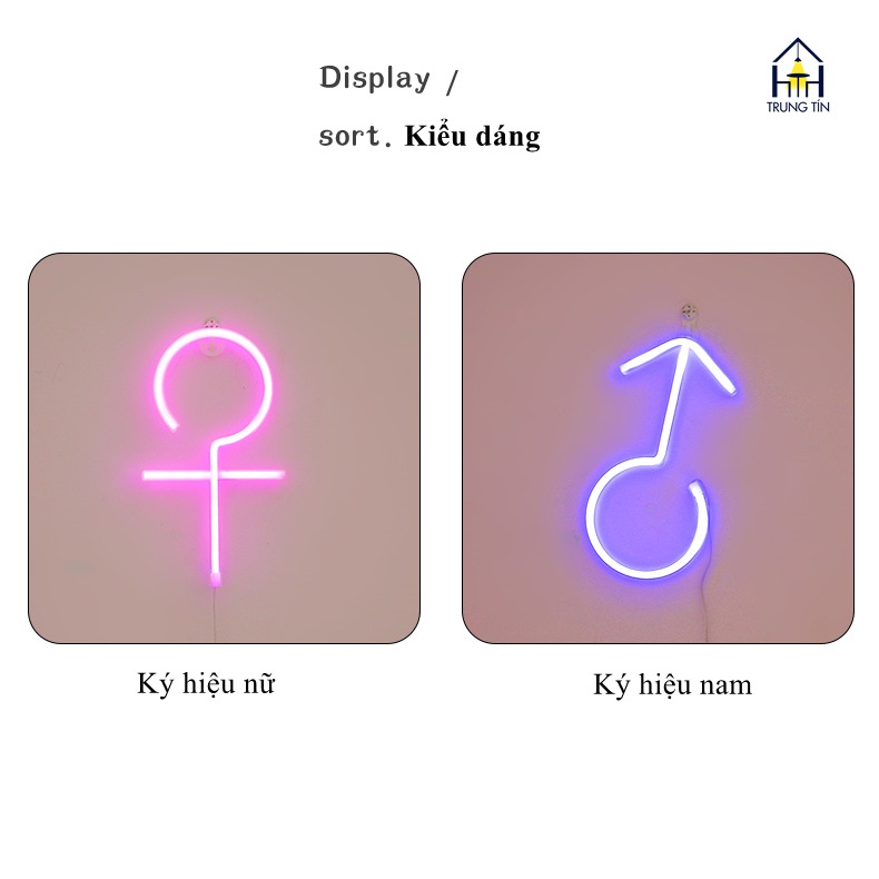 Đèn LED chữ neon hình KÝ HIỆU NAM NỮ trang trí DECOR phòng ngủ , quán