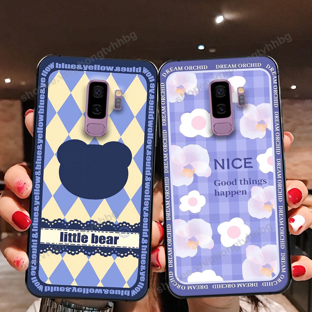 Ốp lưng Samsung S9 / S9 Plus / S9+ in mẫu gấu bo viền , smile mặt cười cực cute đẹp