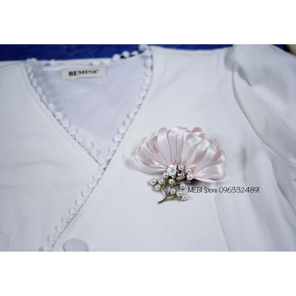 (Ảnh thật 100%) Hoa cài áo handmade mẫu cúc nửa bông cành trai sang chảnh