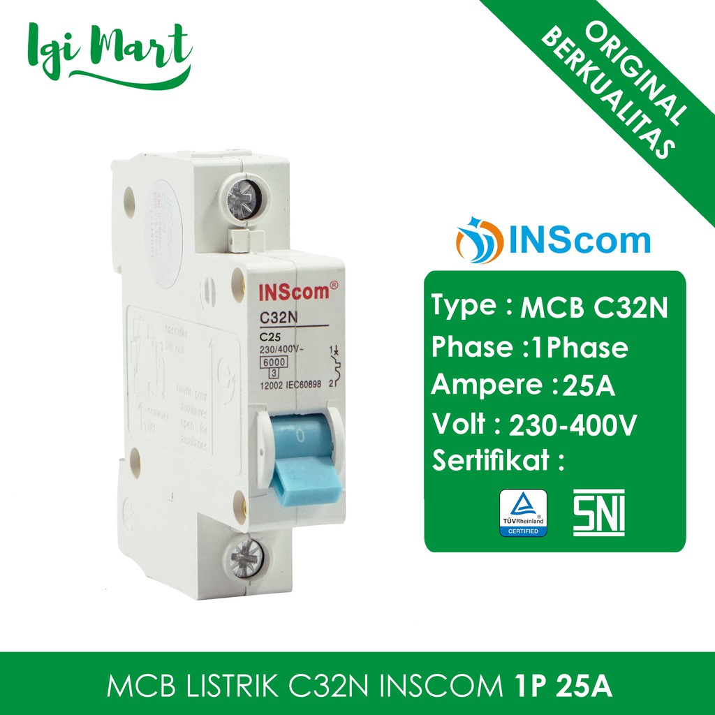 Cầu Dao Điện Mcb Inscom C32n 1p 25a / 1 Cần 1 Cần Câu Cá 1 Phase