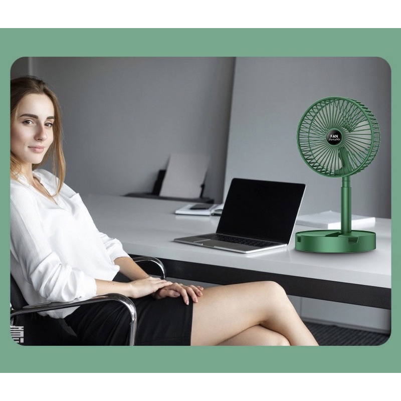 Máy quạt tích điện gấp gọn kèm giá đỡ điện thoạt để bàn học, văn phòng, picnic dã ngoại- Quạt điện mini sạc pin 3 chế độ
