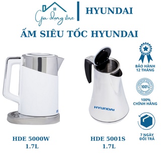 Ấm nước siêu tốc, bình đun nước siêu tốc Hyundai 1.7L,2 lớp cách nhiệt,đun sôi nhanh, hàng chính hãng, bảo hành 12 tháng