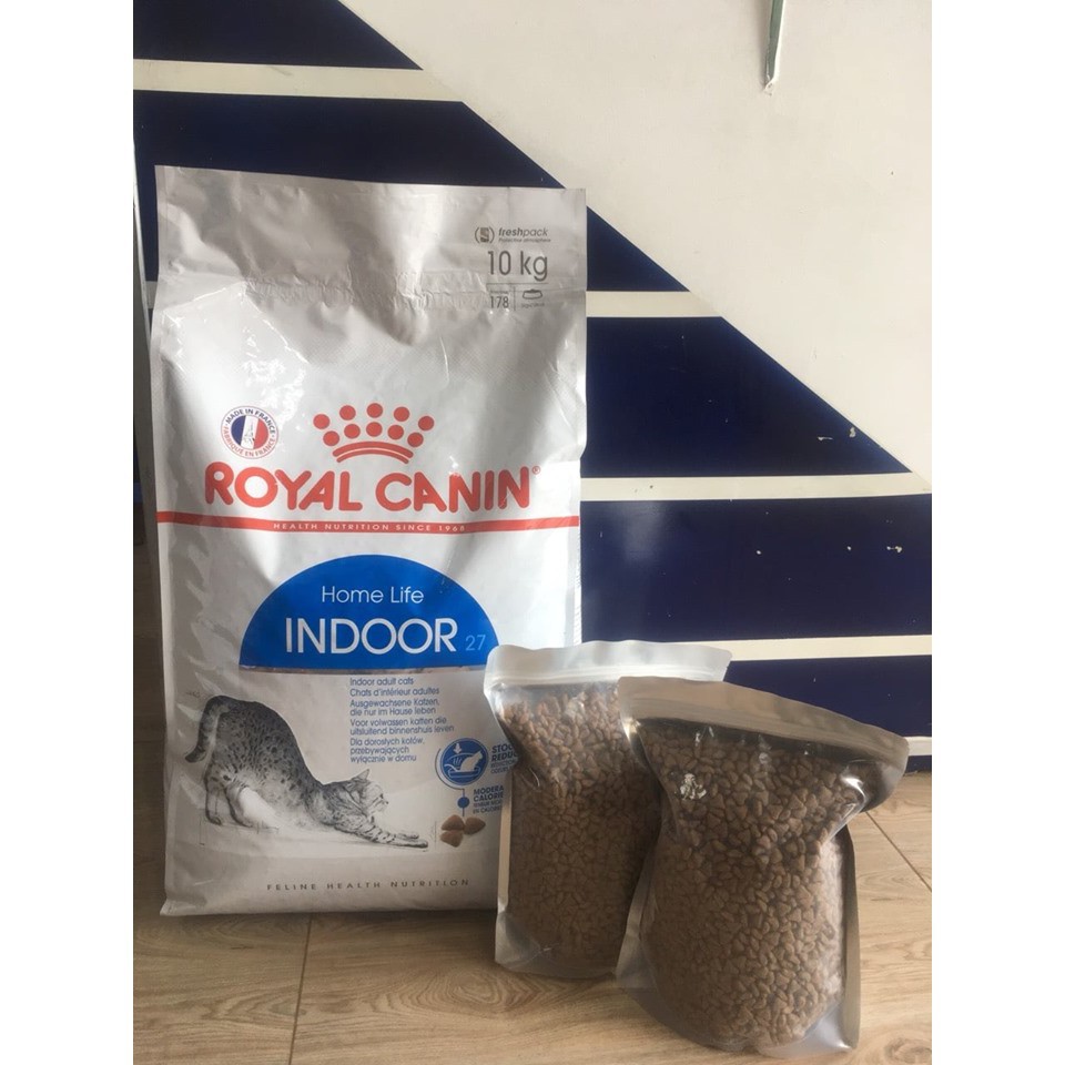 1kg thức ăn hạt cho meo Royal canin Indoor ( túi chia như hình )