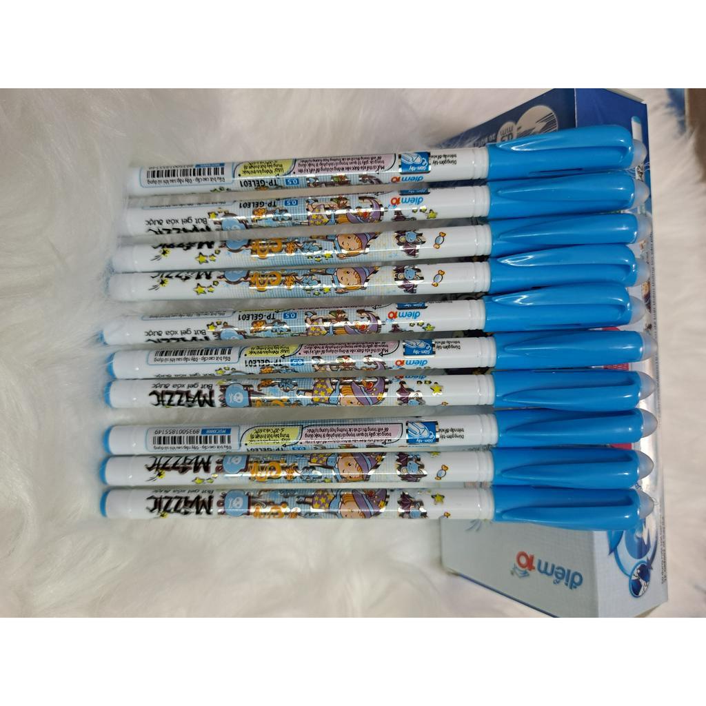 10 Cây Bút Gel Xóa Được Mực Xanh MAZZIC TP-GELE01 Ngòi 0.5mm