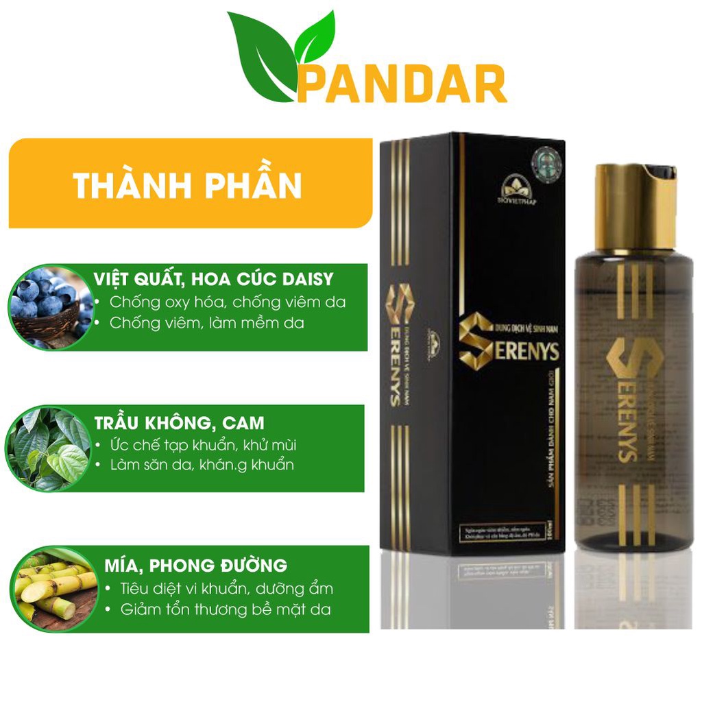 Dung dịch vệ sinh nam Serenys khử mùi vùng kín mùi thơm dịu nhẹ chai 100ml PANDAR