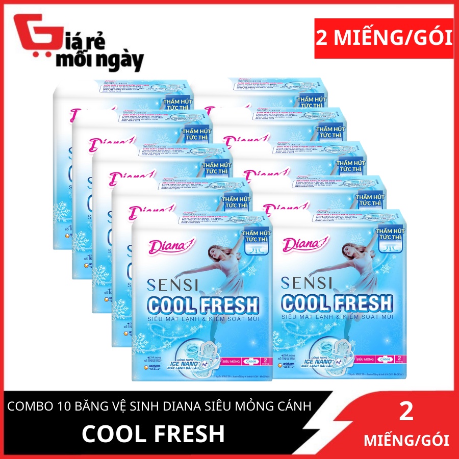 Combo 10 Gói Băng Vệ Sinh Diana Cool Fresh  2miếng/gói