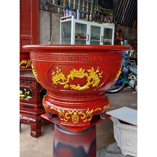 Khuôn chậu Việt Nam tròn 60 hoa mai ABS có lòng trong
