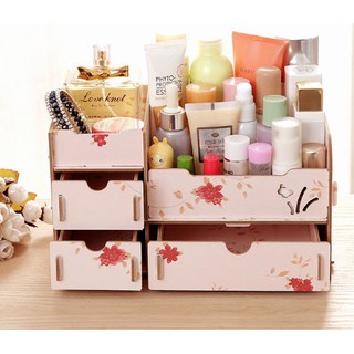 Tủ Đồ Trang Điểm Bằng Gỗ 3 ngăn 26,5*15,5*15 cm 14*21*11 cm đựng nguyên vật liệu handmade