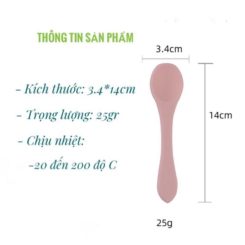 Thìa ăn dặm silicon cho bé - muỗng ăn dặm silicon chất lượng cao 10m+