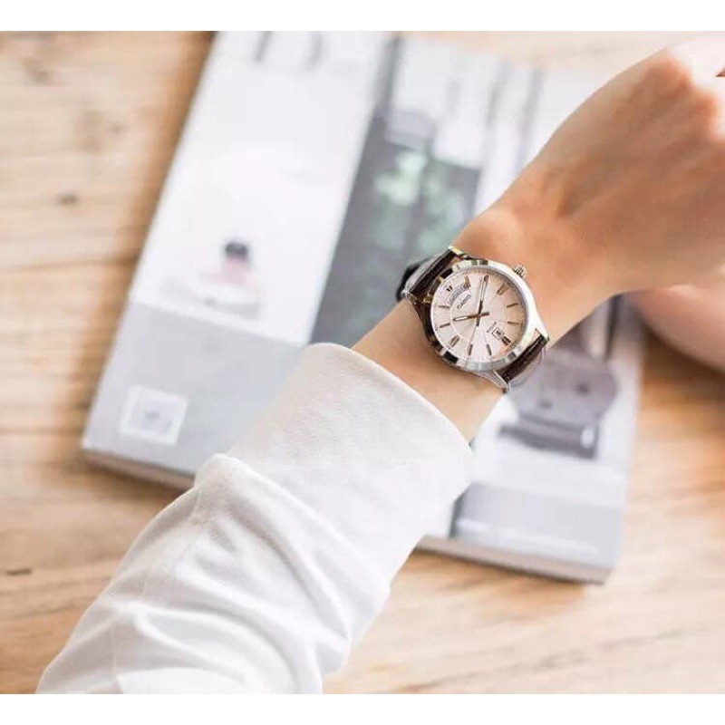 Đồng hồ nam dây da Casio chính hãng Anh Khuê MTP-1381L-7AVDF