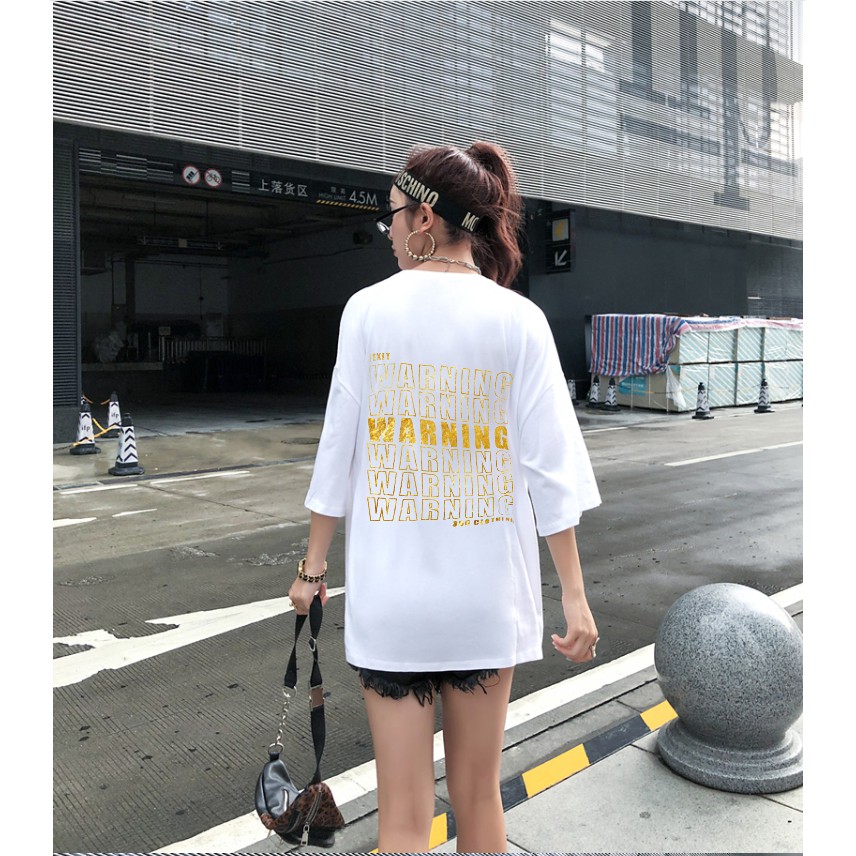 Áo thun unisex tay lỡ form rộng oversize nam nữ 'Cảnh Báo Nguy Hiểm' Vàng Gold Siêu Đẹp - áo phông rộng basic dáng xuông