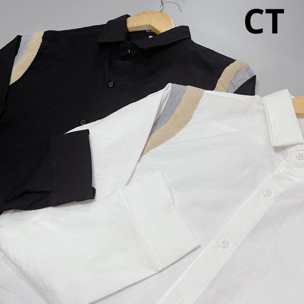 Áo Sơ Mi Nam Dài Tay Basic Phối Họa Tiết Vai Lịch Lãm Sang Trọng Lịch Sự Hot Trend - SM 361 DAI TAY PHOI VAI