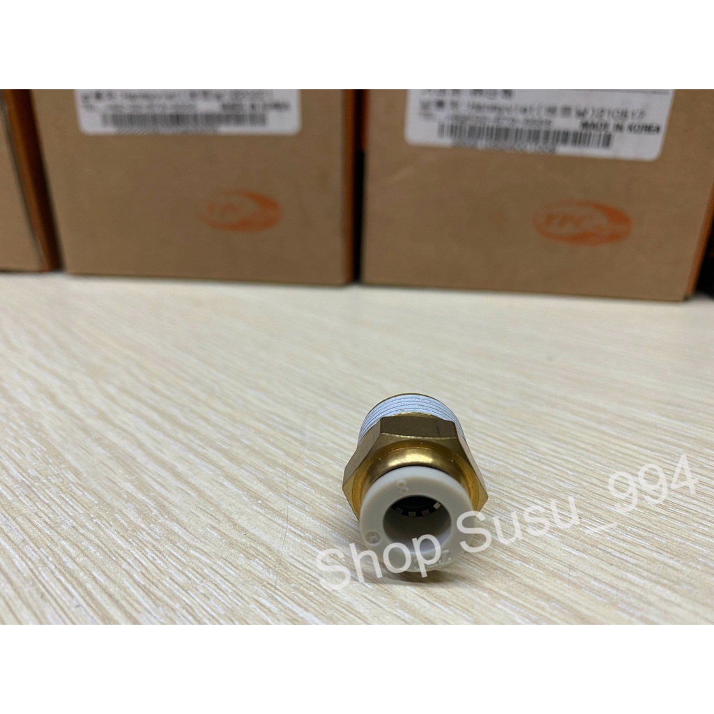 Đầu nối hơi ren ngoài 3/8 = 16.5mm, ra ống nối 8mm
