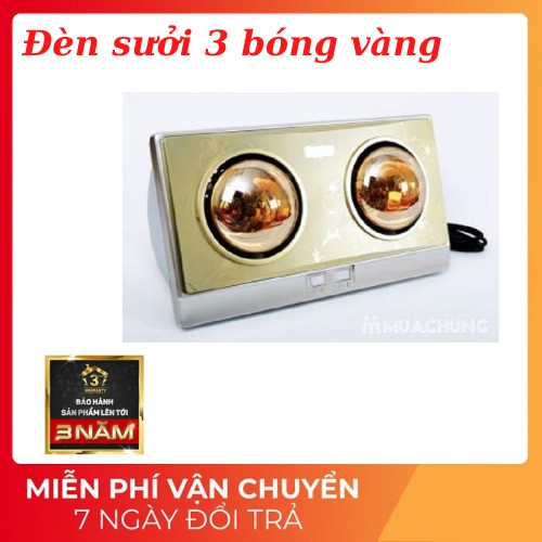 [Bảo hành 3 năm] Đèn sưởi 2 bóng vàng sang trọng ấm áp.