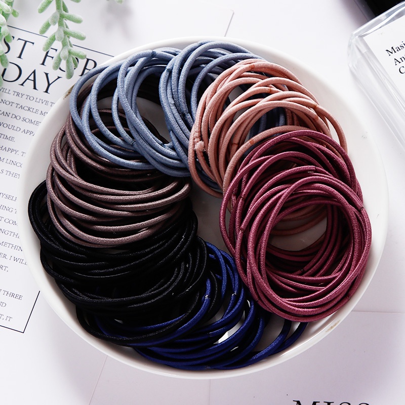 Set 10 / 50 Dây Thun Buộc Tóc 5CM Co Giãn Cao Cấp Dành Cho Nữ