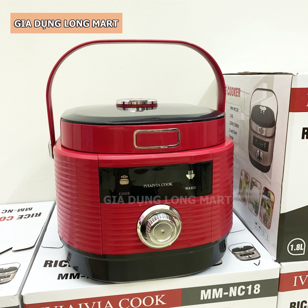 Nồi Cơm Điện IVIAIVIA MM - NC18 Dung tích 1.8 Lít  - Tặng Kèm Giá Hấp, Công Xuất 700W Lòng Niêu Siêu Dày Giữ Nhiệt Tốt