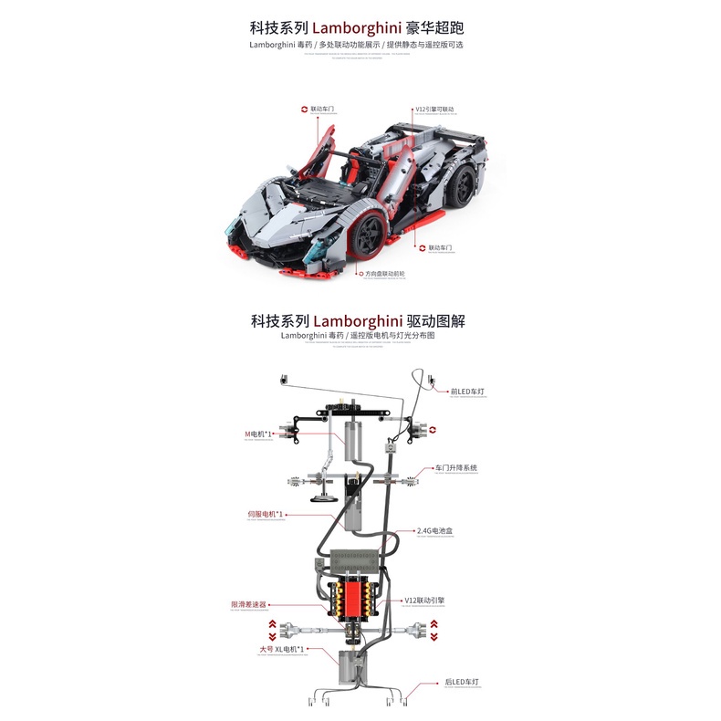 Đồ chơi giáo dục Lắp Ráp mô hình siêu xeTechnic Veneno Roadster Compatible MOC-10559 Super Racing Car Lamborghini XQ1003