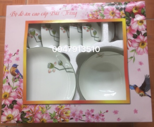 Set bát đĩa hộp quà tặng. Sứ Bát Tràng cao cấp. Hàng có sẵn SLL