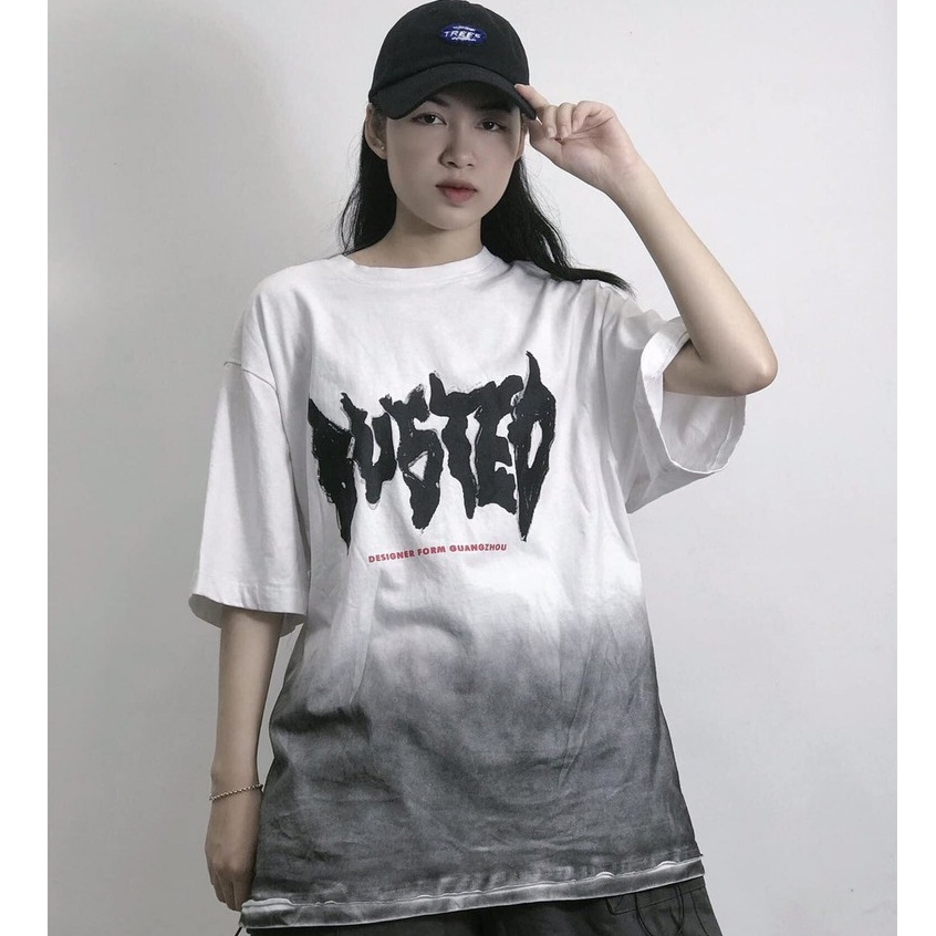 Áo thun loang BUSTED tay lỡ form rộng nam nữ mặc được oversize tee phông mùa hè basic chất mát dáng xuông