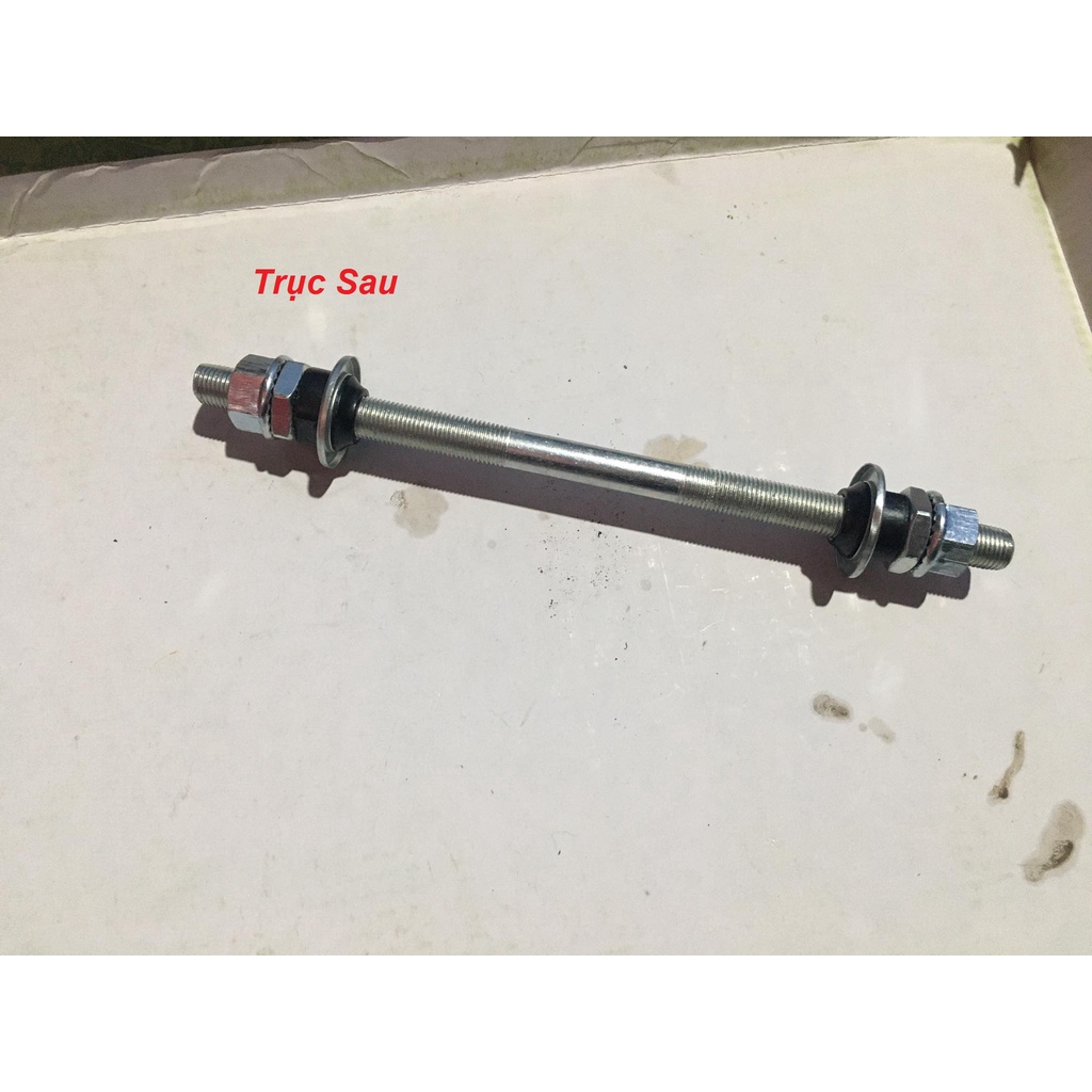 Bộ trục trước + sau xe đạp ,  bi côn, mạ bạc