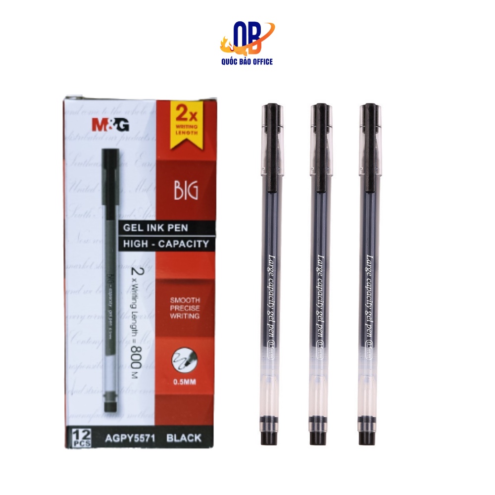 Bút Gel nước ngòi nhỏ 0.5mm mực đen M&G luyện viết chữ Hán Nhật Hàn, tập viết tiếng Trung viết cực thích - 5571