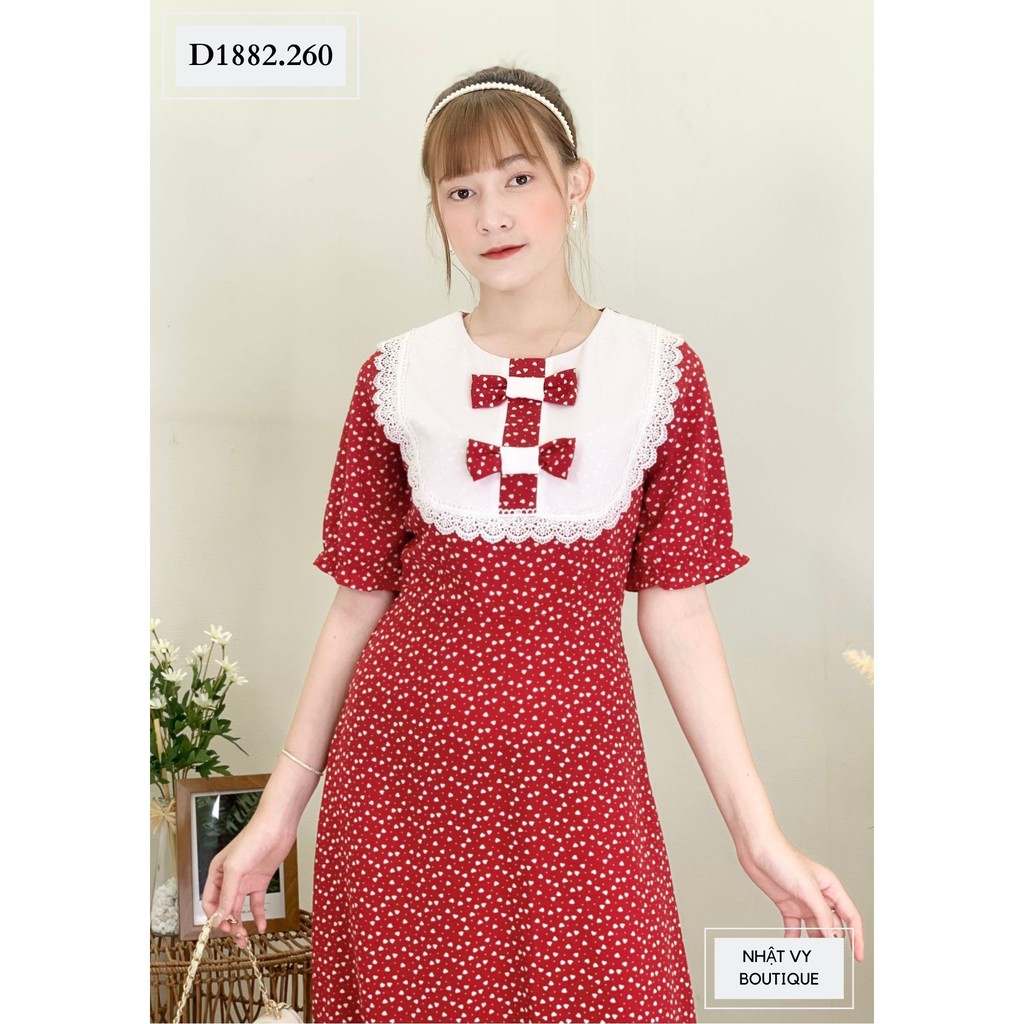 Đầm Nữ NHẬT VY Dự Tiệc Bi Tim Chít Eo Nơ Ngực Chất Mango Màu Vàng, Đỏ - D1882 | BigBuy360 - bigbuy360.vn