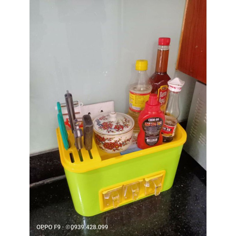 Khay để gia vị nhà bếp có chỗ cắm dao hàng Việt Nhật