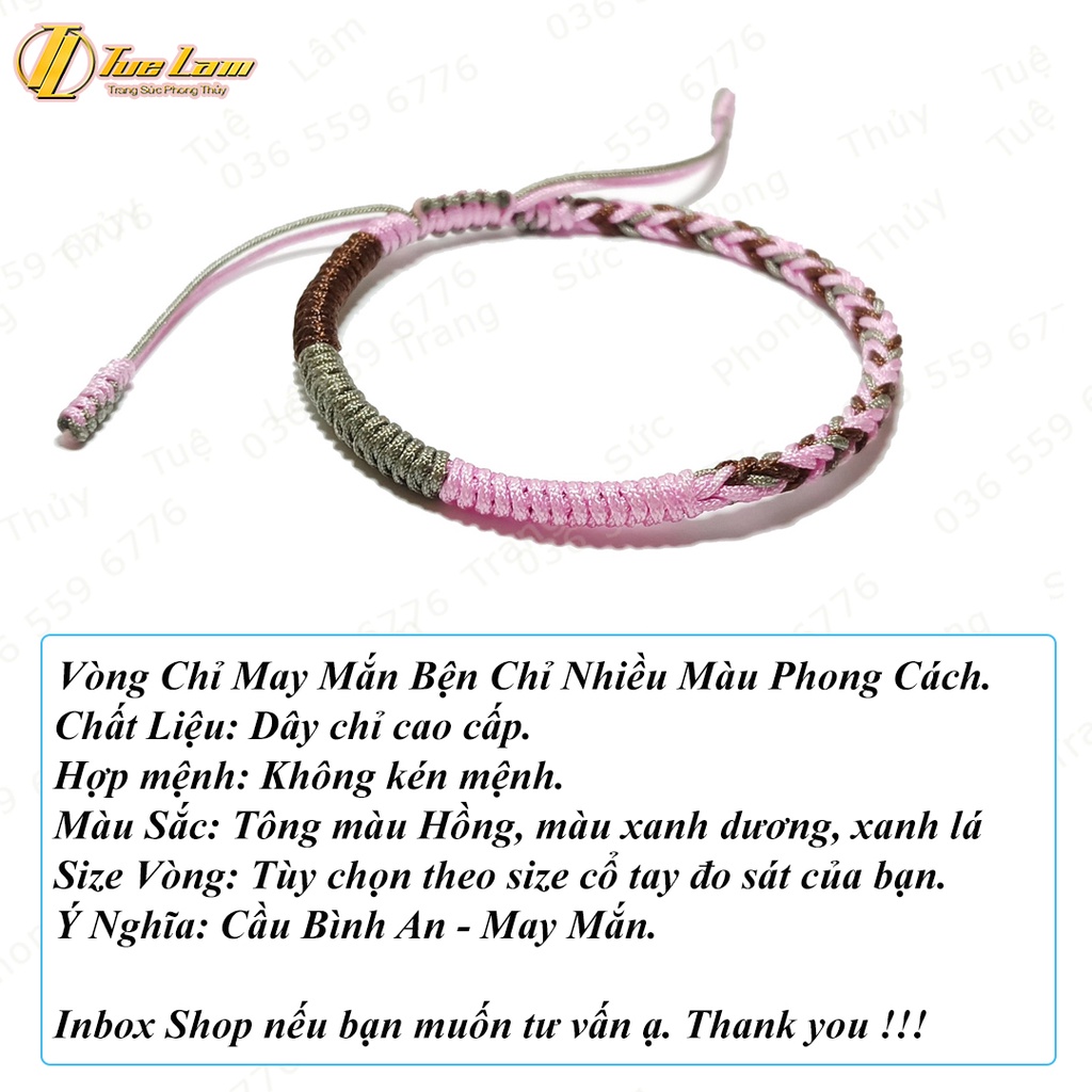 Vòng tay chỉ bện handmade tibet đa sắc phong cách may mắn - Tuệ Lâm