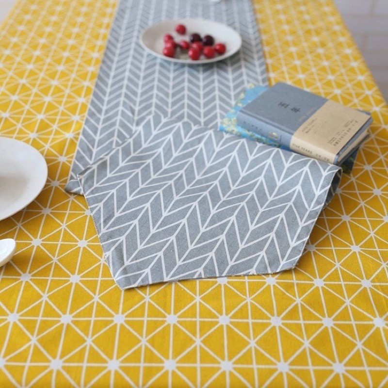 Table runner - Tấm trải bàn vải gai họa tiết hiện đại nhiều kích cỡ