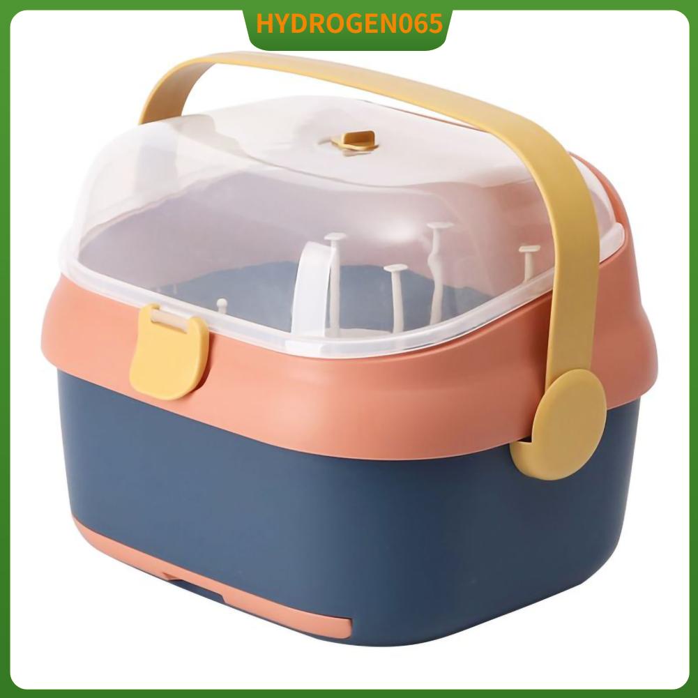 Giá làm khô bình sữa cho bé Hộp đựng trẻ sơ sinh có nắp xoay lỗ thoát bụi Khay thể tháo rời Hydrogen065