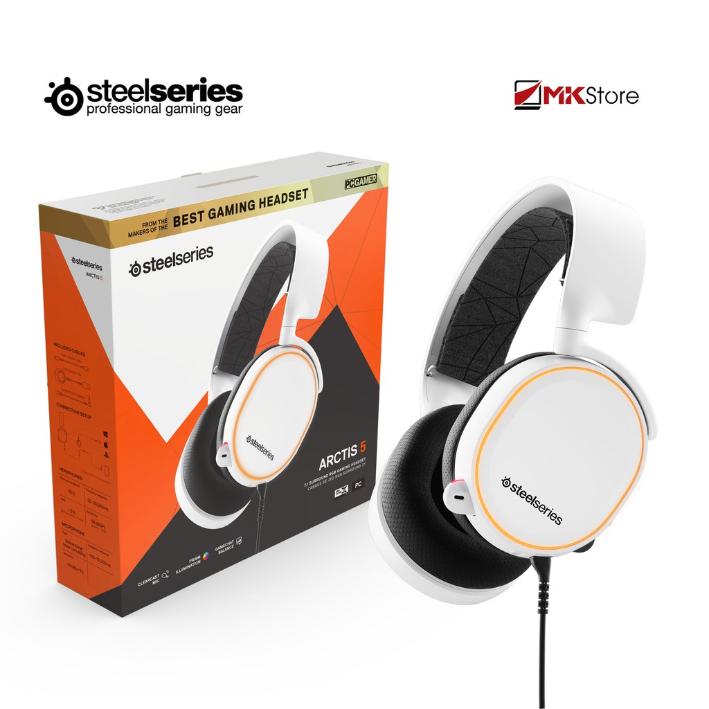 Tai nghe Steelseries Arctis 5 White 7.1 DTS Headphone:X (RGB) Gaming 2019 | BigBuy360 - bigbuy360.vn