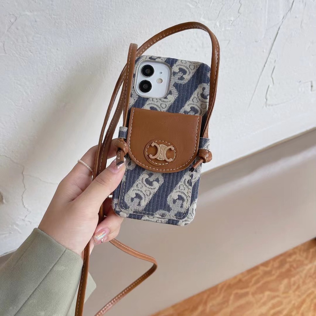 IPhone13pro Max Ốp Điện Thoại Da Dạng Ví Có Dây Đeo Chéo Cho Iphone 14 12Promax 12mini 11promax 11pro Iphonexsmax Xr X 7 7plus 8 8plus