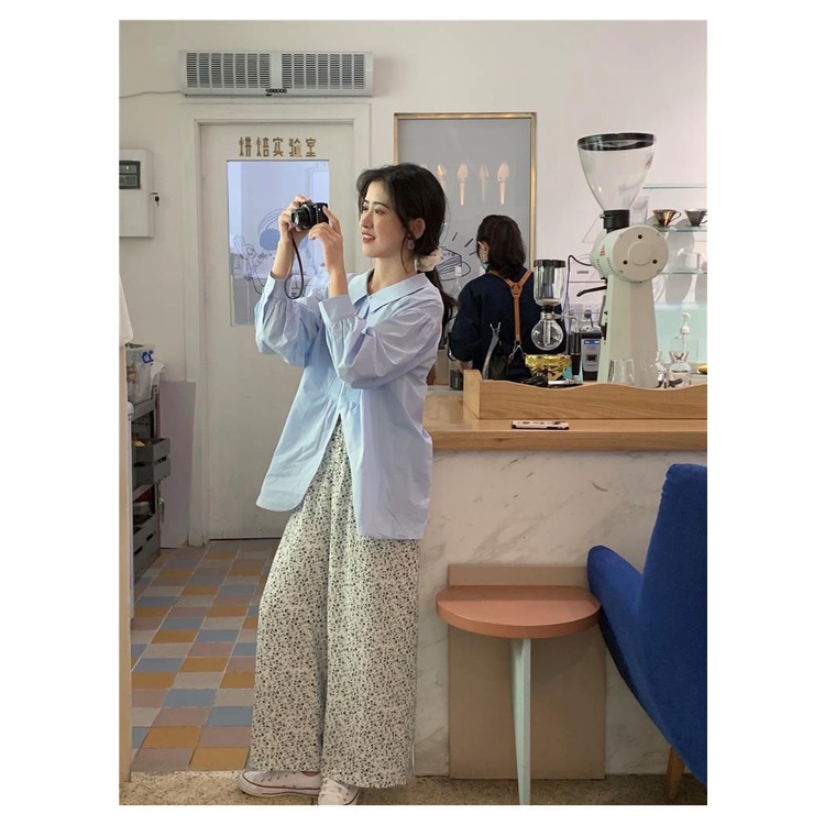 Quần Dài Lưng Cao Ống Rộng Họa Tiết Hoa Thời Trang Mùa Hè Cho Nữ