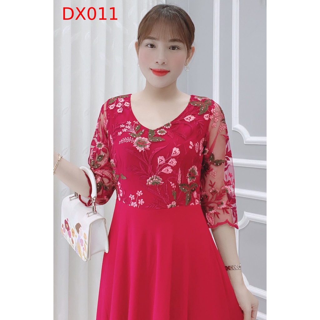 Đầm Nữ Thiết Kế Dạ Hội Đính Hoa Cao Cấp Siêu Hot - Váy Đầm Trung Niên 2022 - DX011