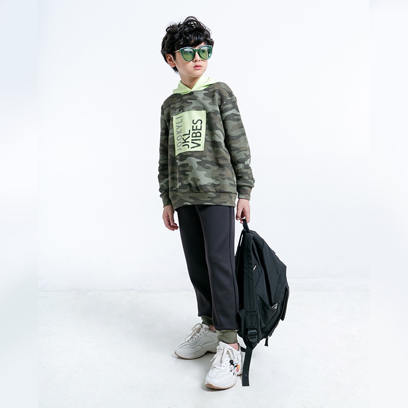 Bộ quần áo bé trai camo JOOKYLI chất liệu mềm mại co giãn thiết kế cao cấp