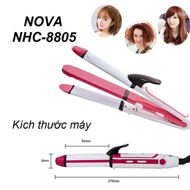 Máy uốn tóc Lược điện tạo kiểu tóc NOVA-8805 đa năng 4in1