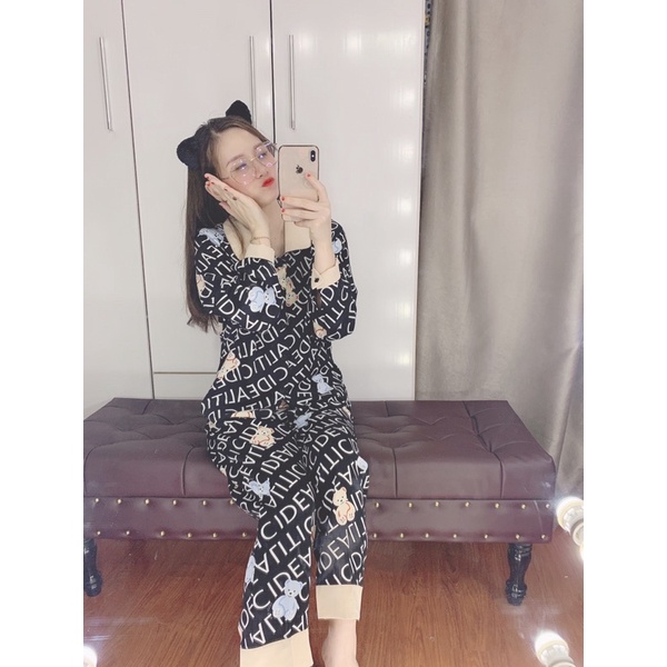 Bộ Chữ belen tay dài quần dài cổ sen cao cấp