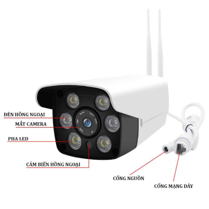 Camera Wifi IP Ngoài trời chống nước X5950 dùng app Yoosee 3.0mp chống nước ống kính xoay được (Ban đêm có màu)