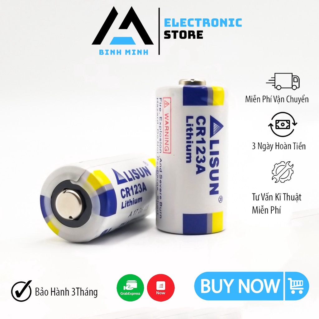 PIN LITHIUM LISUN CR 123A 3V Dùng Cho Máy ảnh film-Giá 1 Viên-Giá Dùng Thử